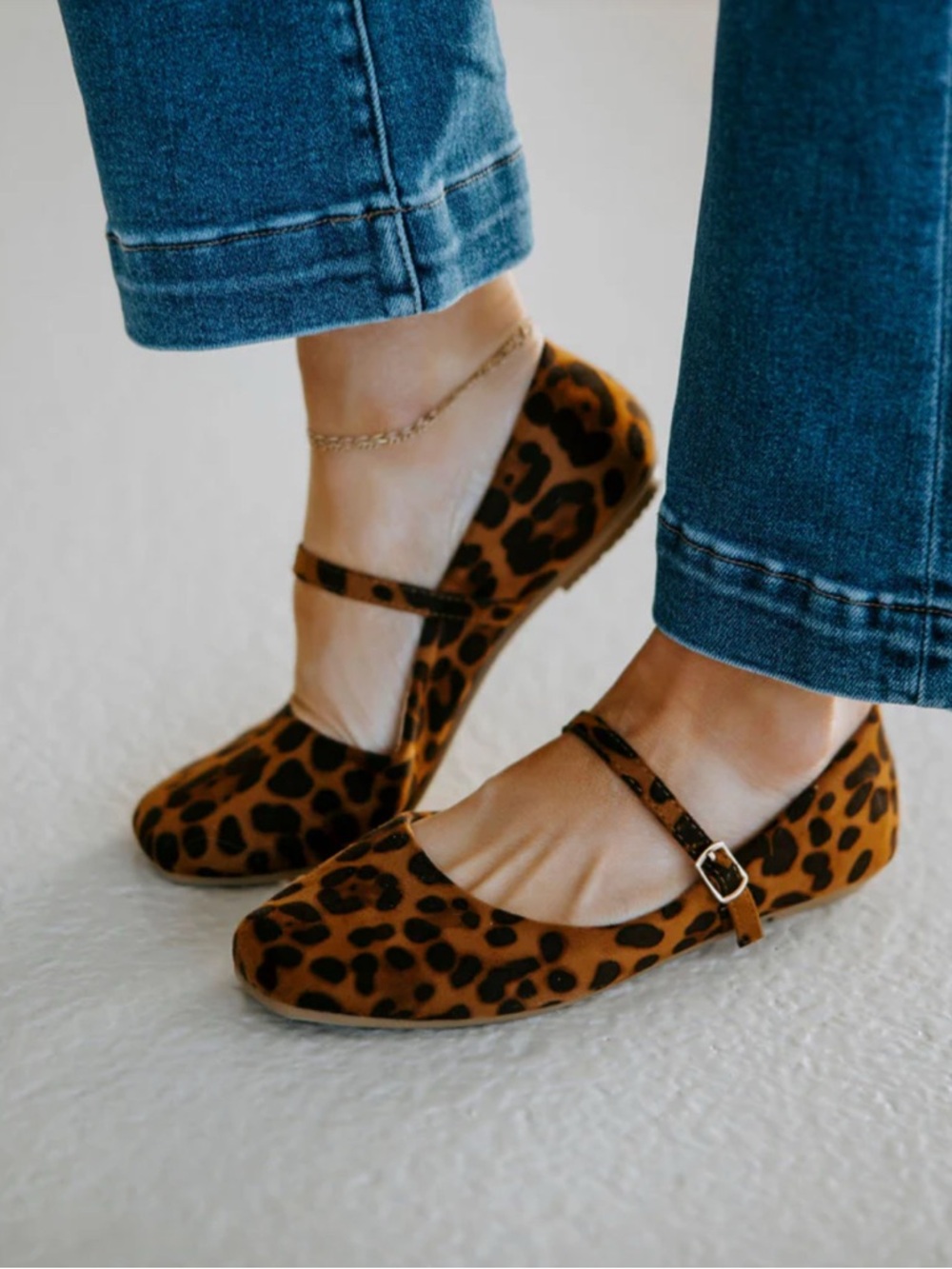 Top Moda Leopard Print Annette Ballet Flats Suede Mary Jane Size 5.5 - Picture 3 of 4